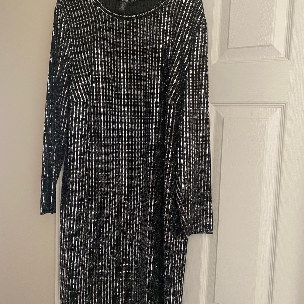 Black-Silver Sequined Dress
